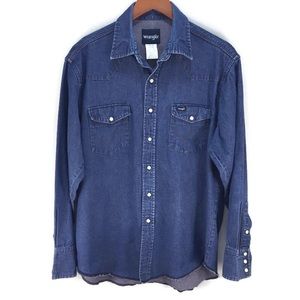 Wrangler Men’s SZ LG Pearl Snap Denim Long Sleeve